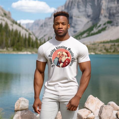 Saw Daddy Kissing Santa Claus Tshirt For Male Funny Santa Gay Western Crewneck Shirt Etsy