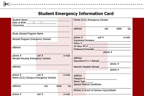 StudentsAbroad.com - Study Abroad Handbook Worldwide: Emergency Card