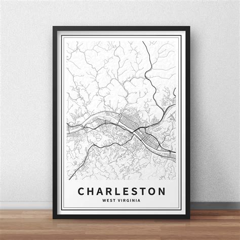 Charleston WV map print West Virginia USA city map Instant | Etsy