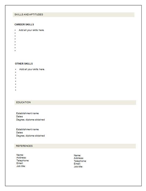 7 Free Blank Cv Resume Templates For Download • Get A Free Cv