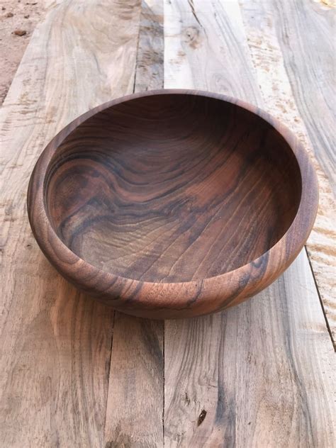 Hand Carved Bowl Walnut Wood Brown Morocco Fair Trade Morocco Anou