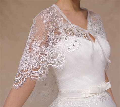 Vivivalue Lace Wedding Wrap Shrug Shawls Stole Boleros Cape Capelet Rhinestone Bride Lace