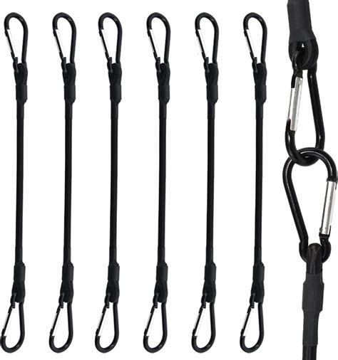 Bungee Cords With Carabiner Hooks ZESE Black Heavy Duty Latex Bungie