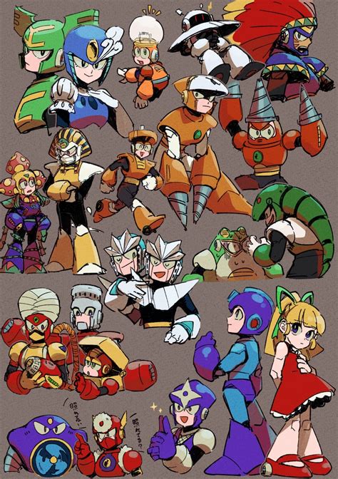 Roll Mega Man Splash Woman Metal Man Air Man And 16 More Mega Man And 7 More Drawn By