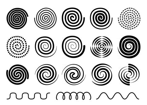 Vector Swirl Twist Spiral Set Collection Of Swirl Memphis Design