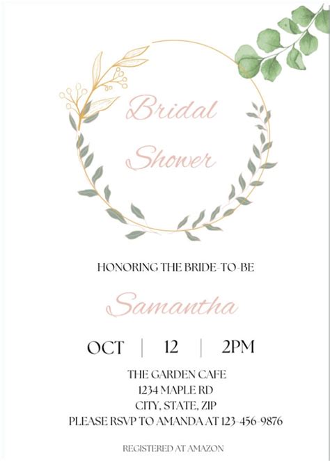 Eucalyptus Bridal Shower Invitation Template Editable Etsy