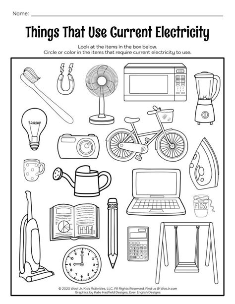 Free Kids Science Worksheets On Electricity