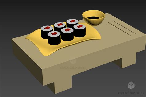 Mesa De Sushi Modelo 3D Gratuito 3ds Gsm MaX Open3dModel