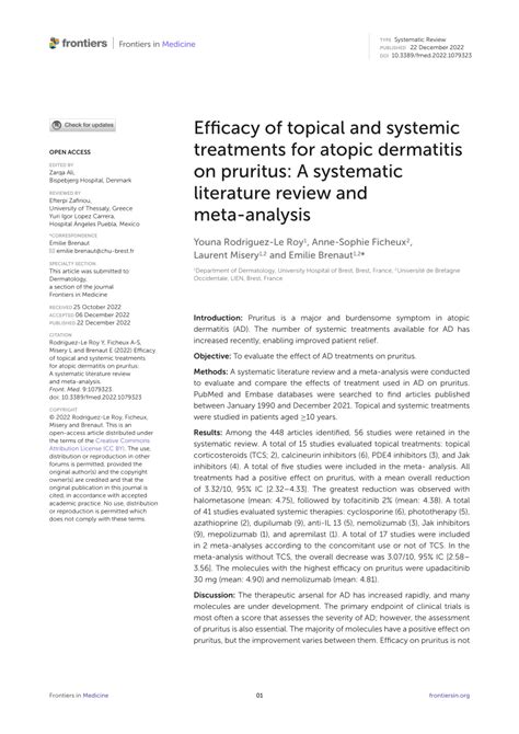 Pdf Efficacy Of Topical And Systemic Treatments For Atopic Dermatitis