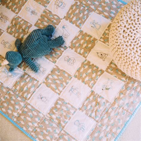 Diy Embroidered Baby Quilt Kit Menagerie Sewing Bird