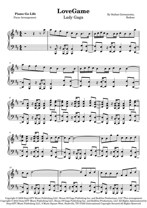 Lovegame By Lady Gaga Piano Solo Digital Sheet Music Sheet Music Plus