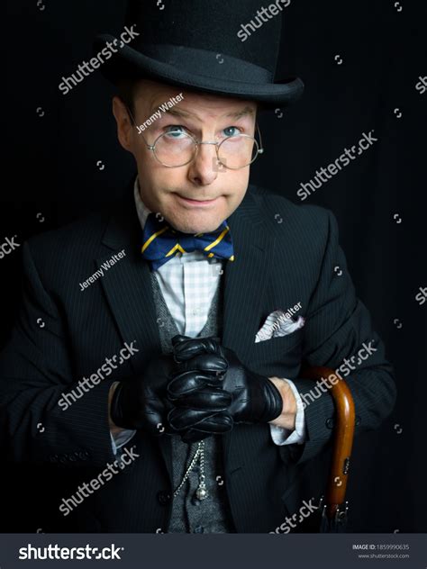 Portrait Man Dark Suit Bowler Hat Stock Photo Shutterstock