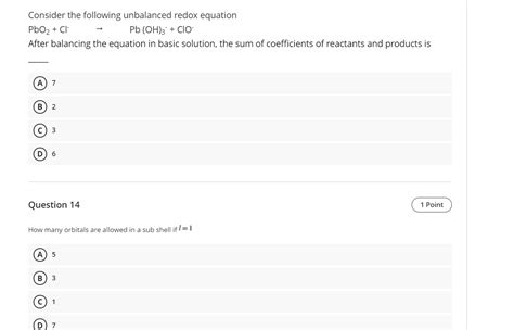 Solved Consider The Following Unbalanced Redox Equation Pbo Chegg