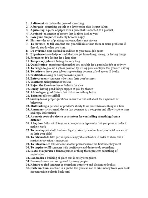 Definitions-in-English | PDF | Money | Prices 