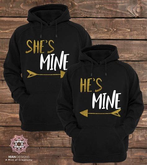 Shes Mine And Hes Mine Matching Couple Hoodies Couple Hoodies Set Of 2 Couple Hoodies Etsy