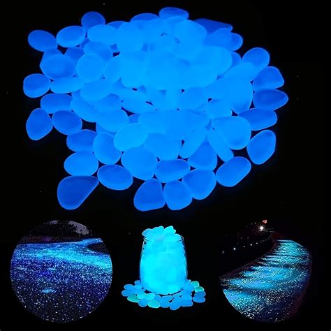 1pc Glowing Stone Rocks Glow In The Dark Pebbles Luminous Pebbles Powered By Light Solar For ...