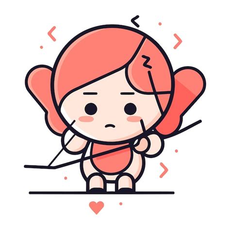 Lindo Peque O Cupido Con Arco Y Flecha Ilustraci N Vectorial Vector