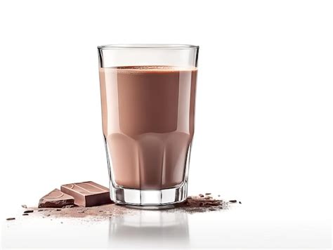 Vaso de leche con chocolate con trozos de chocolate y granos de café