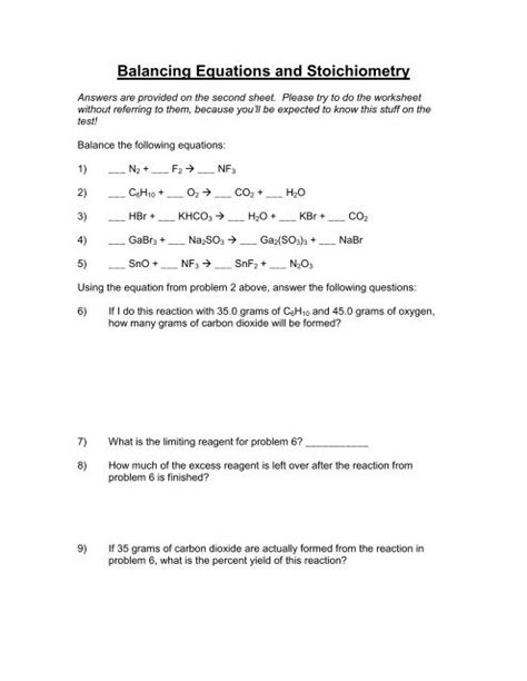 Balancing Equations and Stoichiometry - Woodridge Local Schools