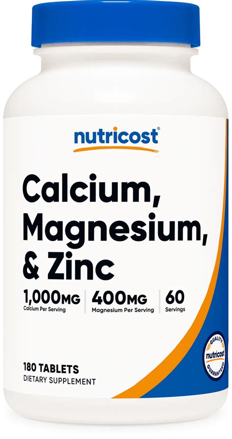 Nutricost Calcium Magnesium And Zinc Tablets 180 Tablets 60 Servings 1 415 Mg Mineral Blend