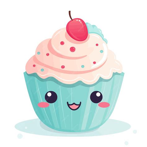 Dibujado A Mano Cupcake Dibujos Animados Kawaii Cupcake Ilustración