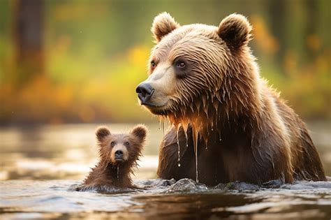 Premium Photo Grizzly Bear Mother And Cubs