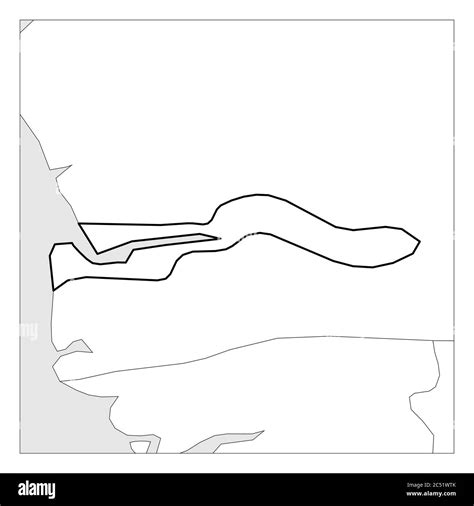 Map Of The Gambia Black Thick Outline Highlighted With Neighbor