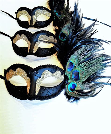 Peacock Feather Masks Feather Masquerade Mask Perfect Dance Etsy