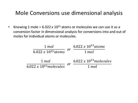 2 6 Unit Conversion Mole Conversions Atom And Molecule To Mole