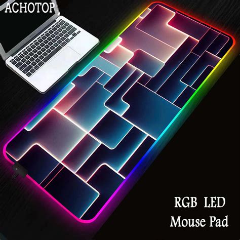 Geometry Rgb Led Gamer Mousepad Large Gaming Mouse Pad Computer Keyboard Pads Locking Edge Mouse