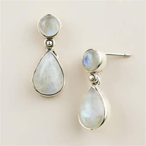 Sterling Silver Moonstone Double Drop Earrings Moonstone Sterling Silver Earrings Drop Earrings