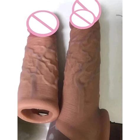 Super Realistic Condoms Reusable Penis Sleeves Extender For Men Cock