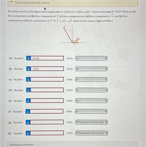 Solved Your Answer Is Partially Correct The Three Vectors In Chegg