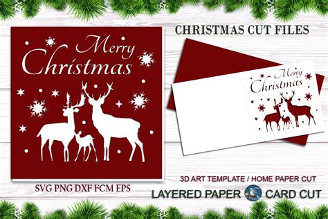 Merry Christmas Card Cut Templates Svg Graphic By Hobby Dstudio