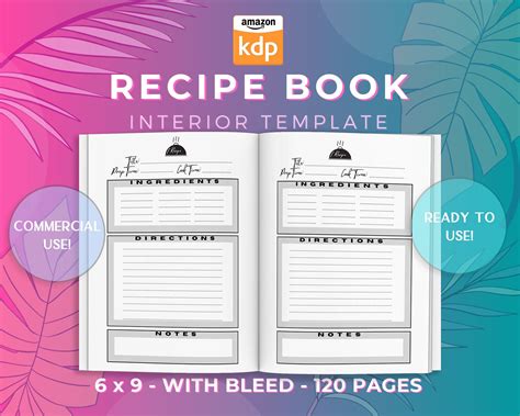 Recipe Book Pages Interior Template Amazon Kdp Interior X