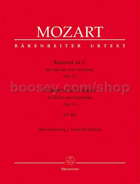 Wolfgang Amadeus Mozart Concerto For Piano And Orchestra No 21 C