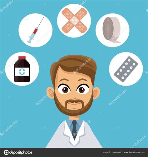 Doctor De Dibujos Animados Con S Mbolos M Dicos Vector De Stock Por