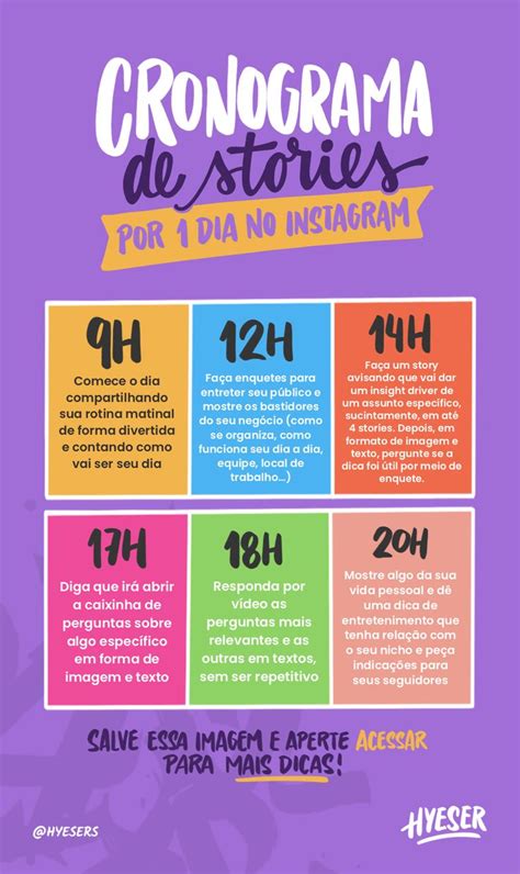 CRONOGRAMA DE STORIES POR UM DIA NO INSTAGRAM Dicas De Blog Tudo