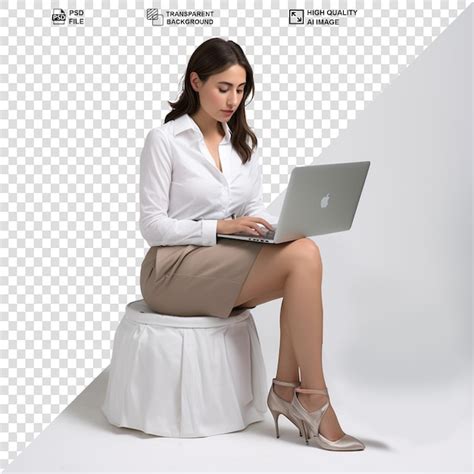 Mulher Jovem Trabalhando Em Laptop Isolada Em Fundo Branco PSD Premium