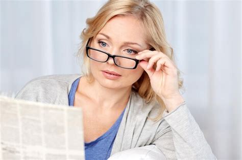 Premium Photo News Press Media Leisure And People Concept Woman In Eyeglasses Reading