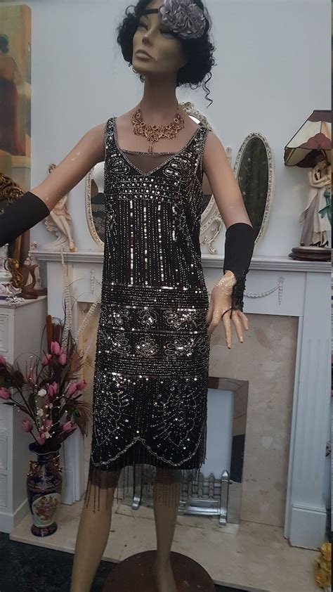 1920 S Great Gatsby Beaded Sequin Flapper Dress Size Gem