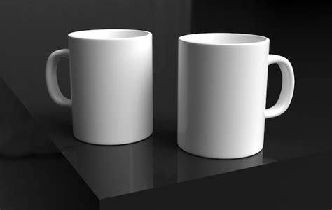 Dos Tazas Blancas Sobre Un Elegante Fondo Oscuro Foto Gratis