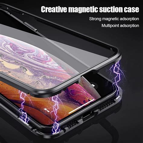 360 Full Protection Double Sided Glass Magnetic Adsorption Metal Case