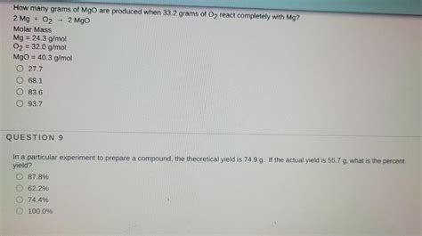 Solved How Many Grams Of Mgo Are Produced When Grams Of Chegg