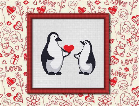 Penguins In Love Counted Cross Stitch Pattern Pdf Cross Etsy