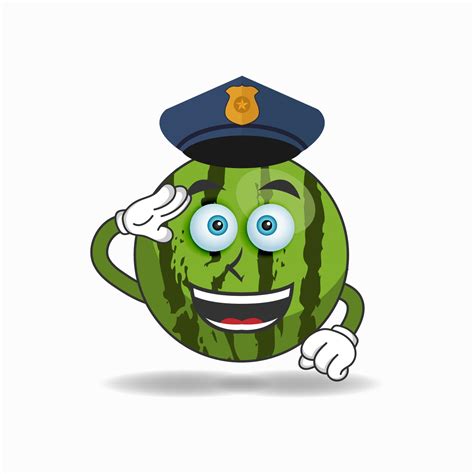 The Watermelon Mascot Character Becomes A Policeman Vector