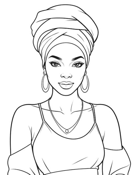 Premium Psd African American Woman Coloring Page Of Black Woman And Black Girl