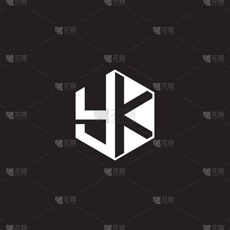 Yk Y K Ky Logo Monogram Hexagon With Black Backgro