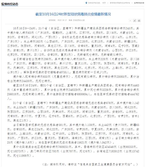 截至10月16日24时我省新型冠状病毒肺炎疫情最新情况 病例 感染者 四川