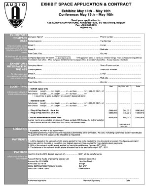 Fillable Online Aes EXHIBIT SPACE APPLICATION CONTRACT Audio